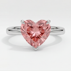 Peach Sapphire Engagement Ring 2.5 Carat Genuine Heart Padparadscha Solitaire 14K White Gold