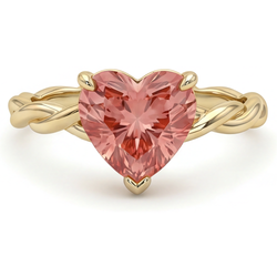 Peach Sapphire Engagement Ring 1.5 Carat Real Heart Padparadscha Twist Solitaire 14K Yellow Gold