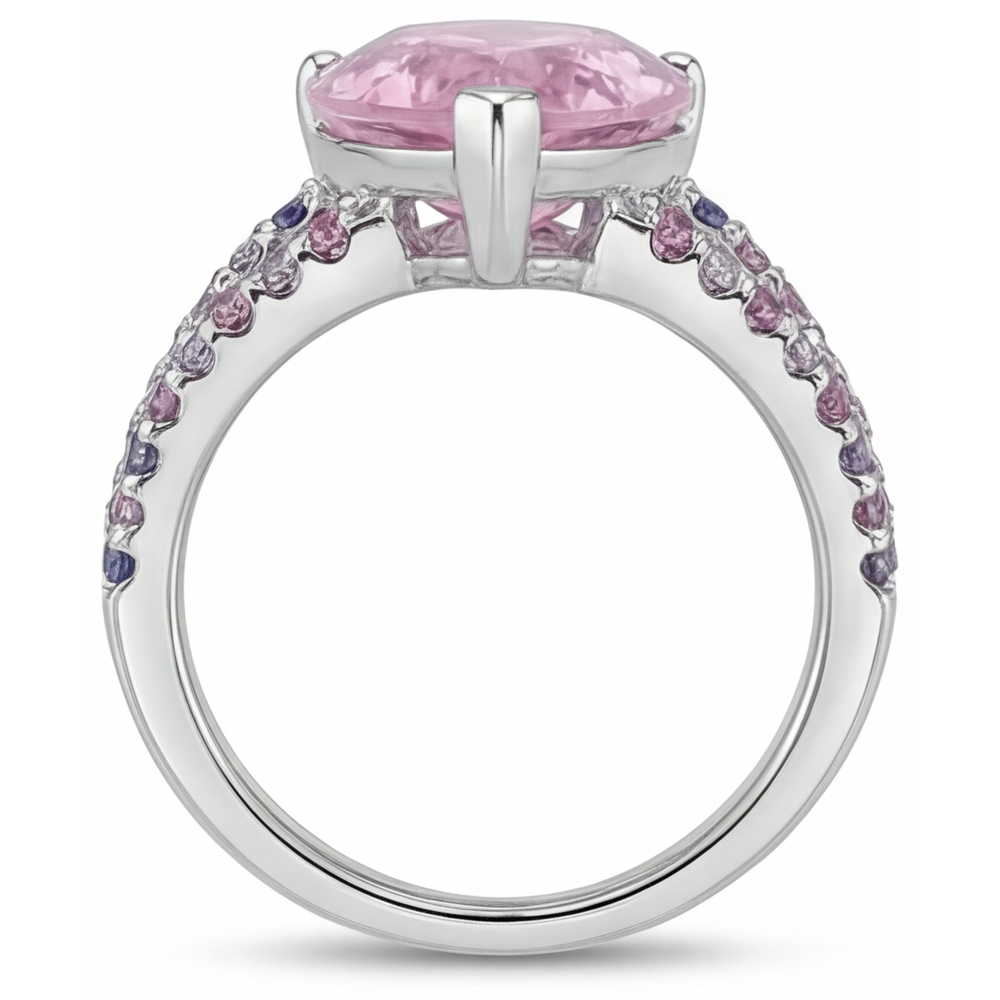 Real Kunzite Accent Solitaire Ring – profile view