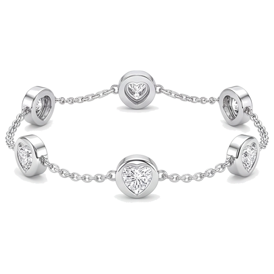 Lab Grown Diamond Bracelet 3 Carat Round Bezel By The Yard 14K White Gold 7 Inch