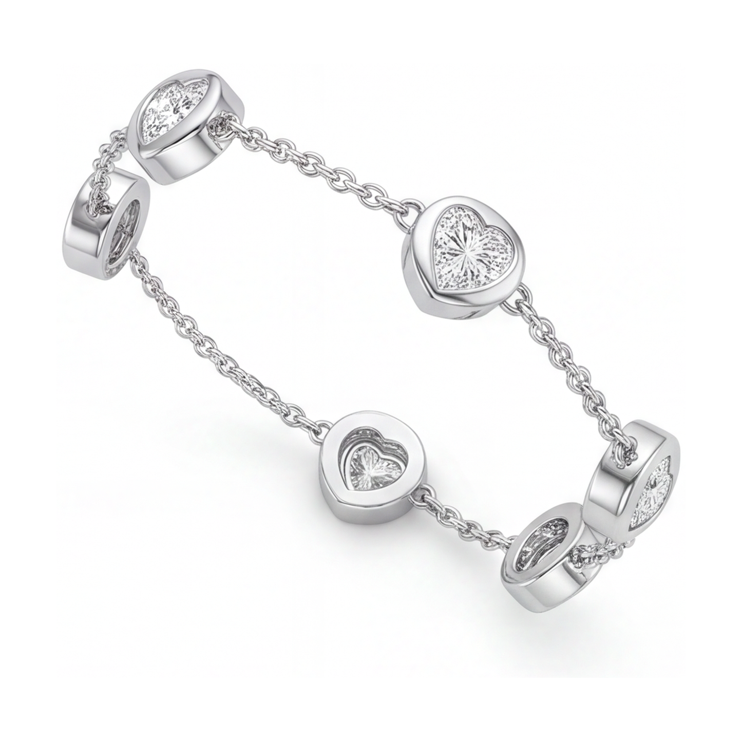 Lab Grown Diamond Bracelet 3 Carat Round Bezel By The Yard 14K White Gold 7 Inch