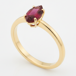 Ruby Ring 1.5 Carat Genuine Marquise Burmese Solitaire 18K Gold