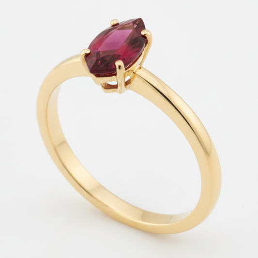 Ruby Ring 1.5 Carat Genuine Marquise Burmese Solitaire 18K Gold