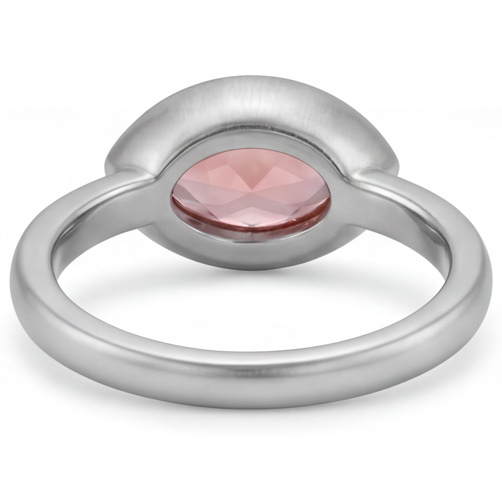 Antique Padparadscha Sapphire Ring 3.5 Carat Lab Grown Marquise Bezel Solitaire 14K White Gold