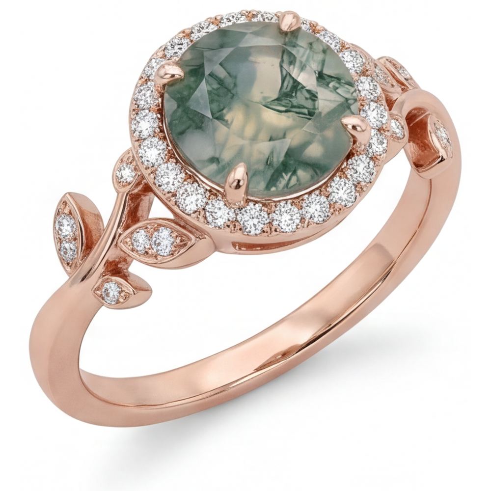Luxury Moss Agate Colored Stone Ring 2.0 ct – main view