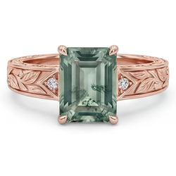 Authentic VVS Moss Agate Gemstone Ring 2 ct