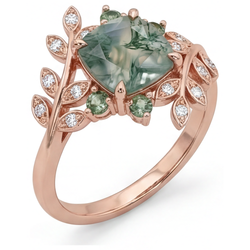 Moss Agate Precious Stone Ring 3.0 ct F/VS1 – 14K Rose Gold