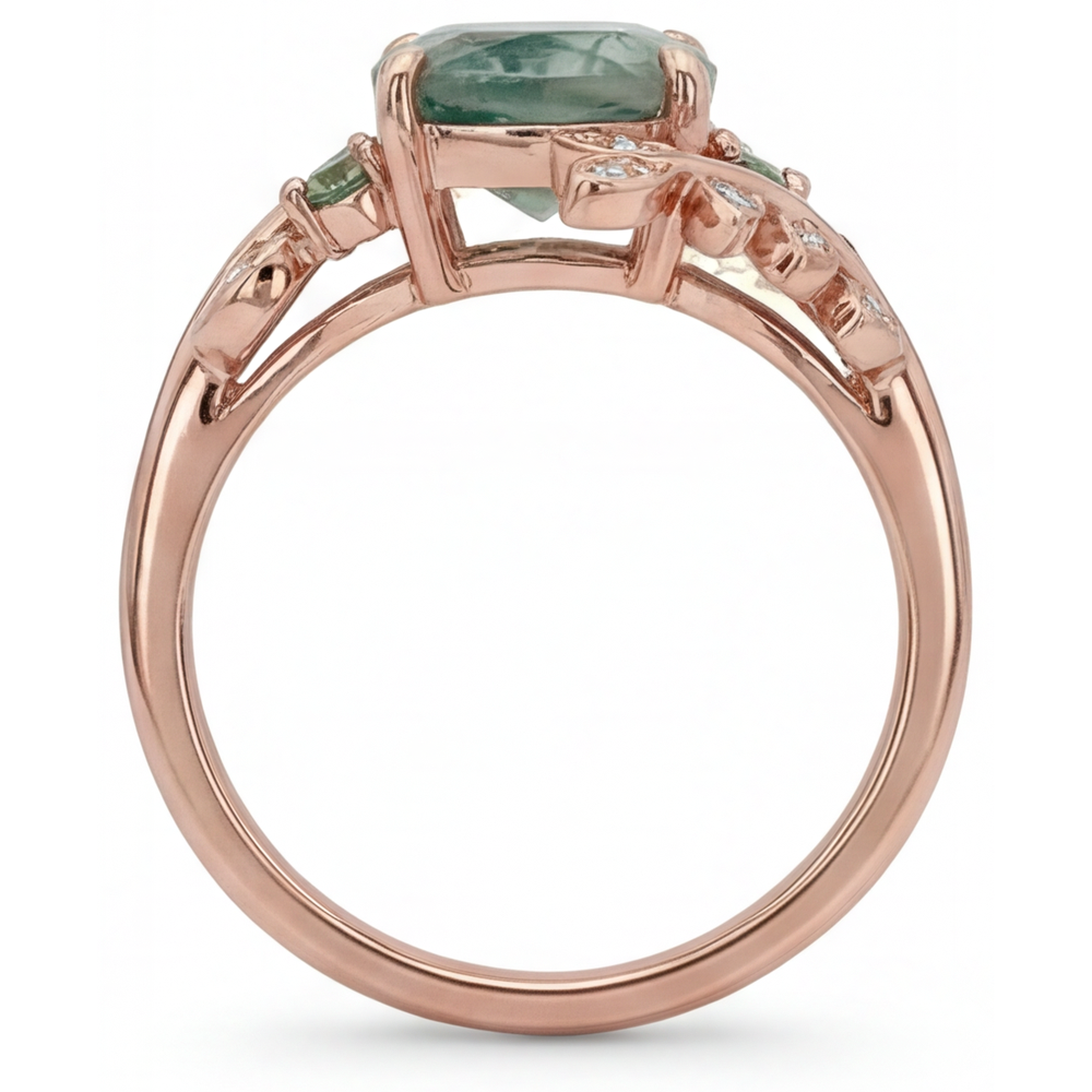 Genuine Moss Agate Precious Stone Ring – profile view
