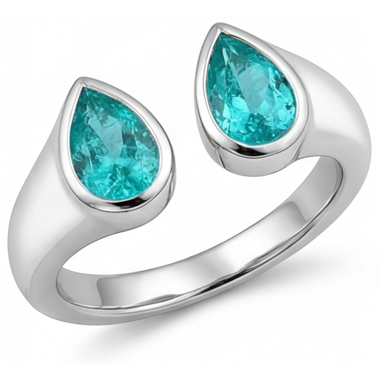 Elegant Neon Paraiba Colored Stone Ring 1 ct – main view