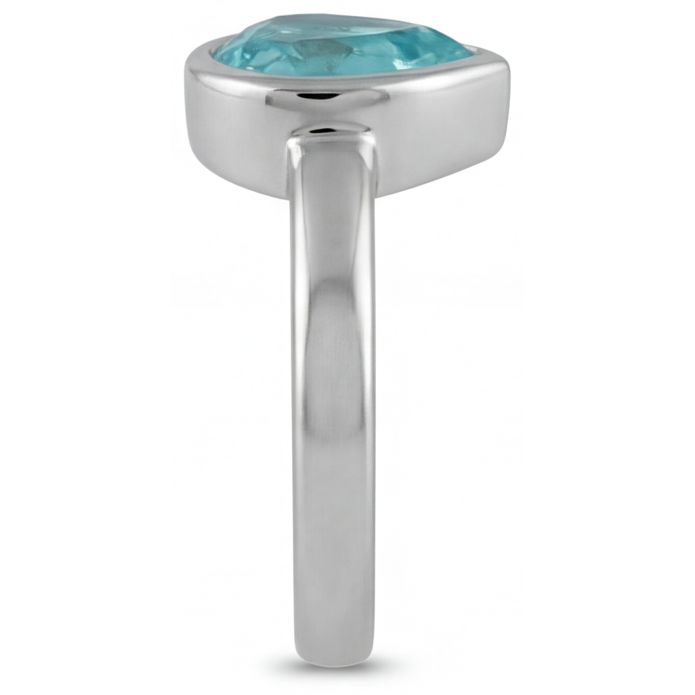 Natural Neon Paraiba Colored Stone Ring – back view