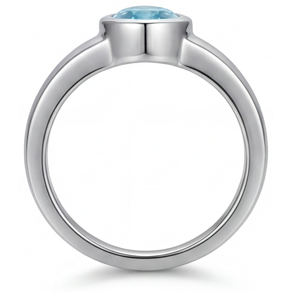 Neon Paraiba Pear Cut Gemstone Ring in 14 Karat White Gold – angle view