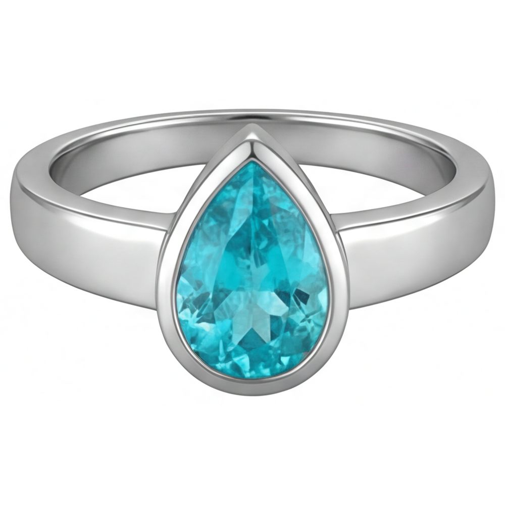 Real Neon Paraiba Gemstone Ring – main view