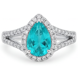 Elegant VVS Clarity Neon Paraiba Halo Engagement Ring – 3 ct 14