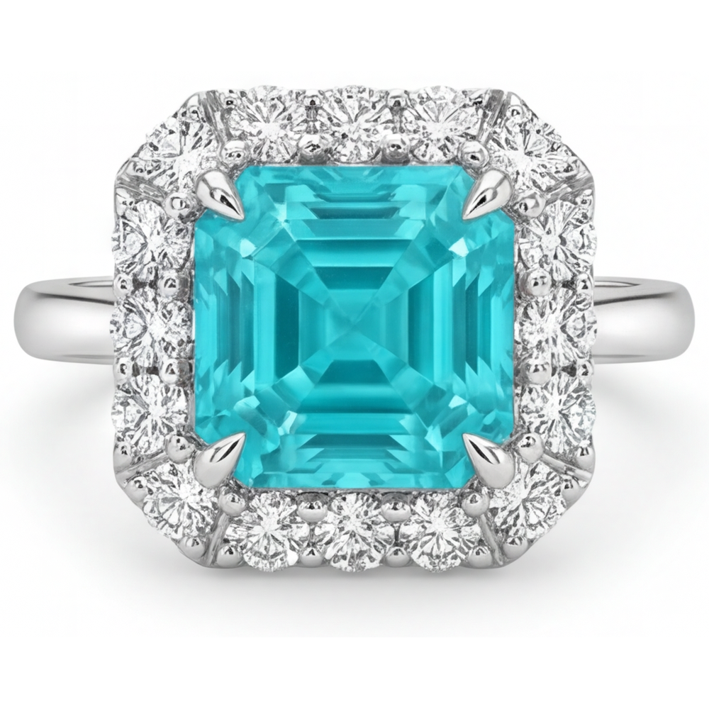 Neon Paraiba Halo Ring 2-ct 14K White Gold – main view