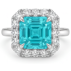 VVS Neon Paraiba Halo Ring 3.50 ct – 14K White Gold