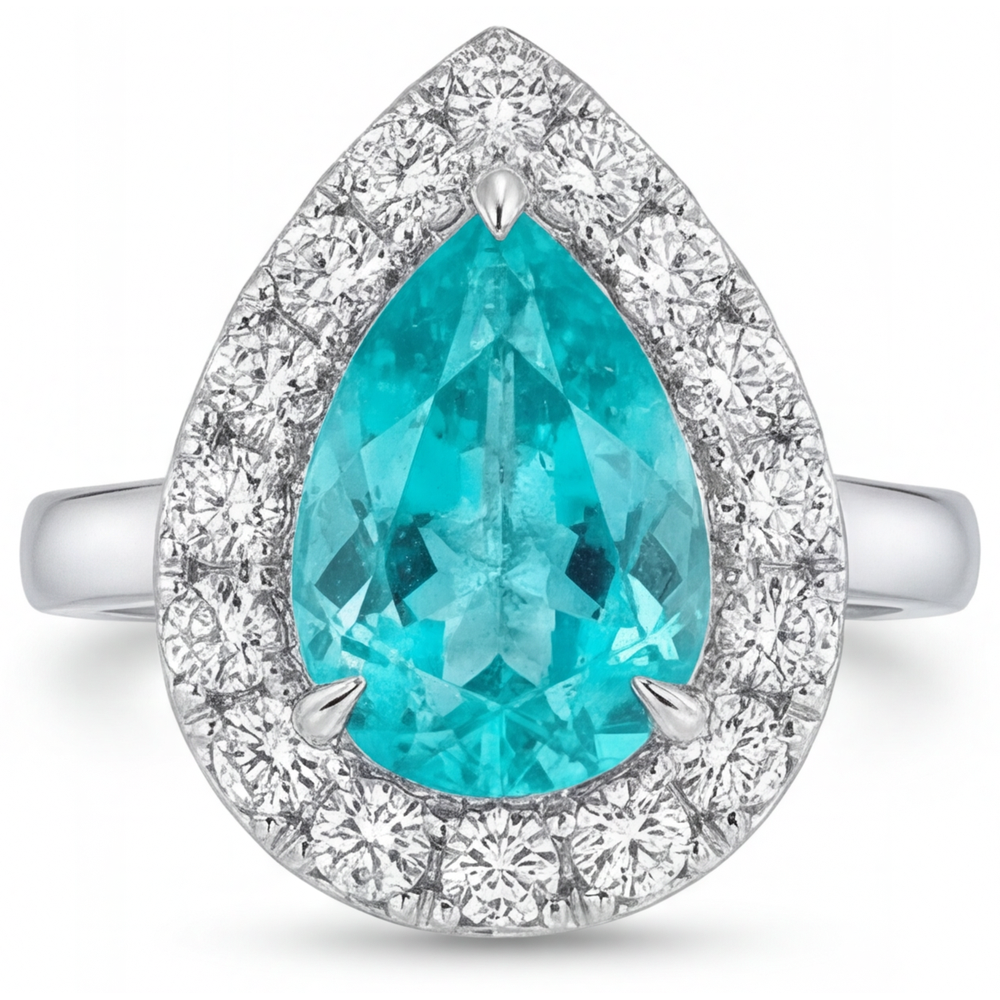 Halo Ring 14K White Gold with Neon Paraiba – main view
