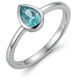 High-End Neon Paraiba Precious Stone Ring 1 ct – 14K White Gold