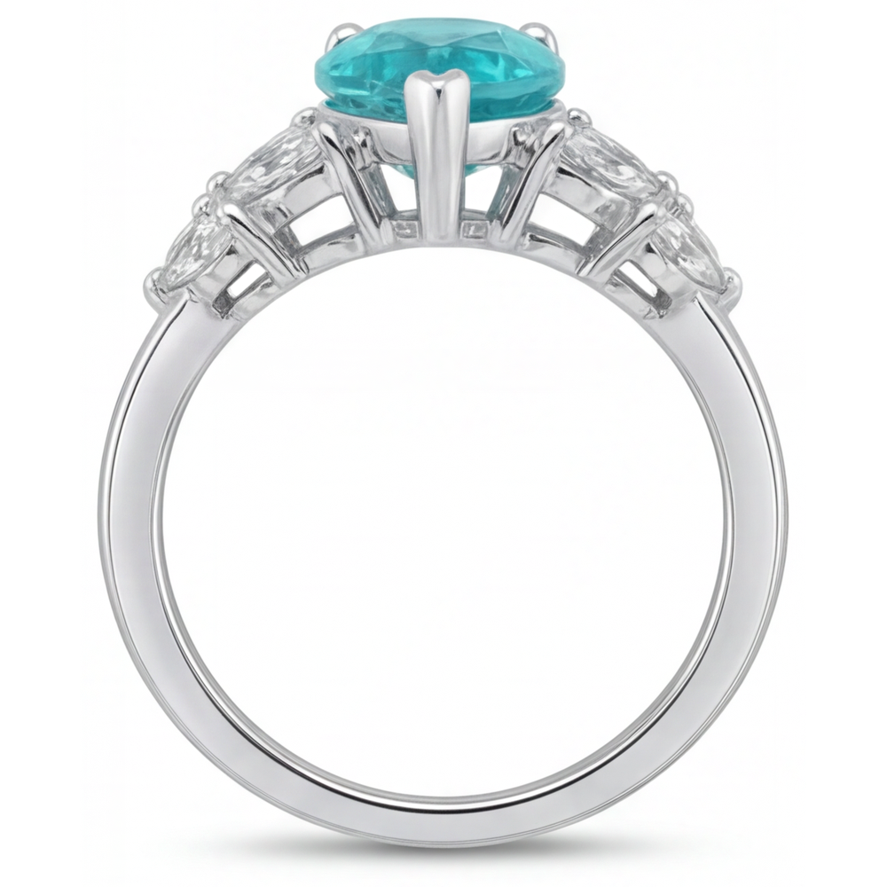 Sparkling Neon Paraiba Precious Stone Ring 2 ct – profile view