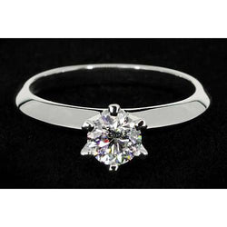 Real Natural Earth Mined Diamond Solitaire Round Promise Ring 1 Carat White Gold 14K