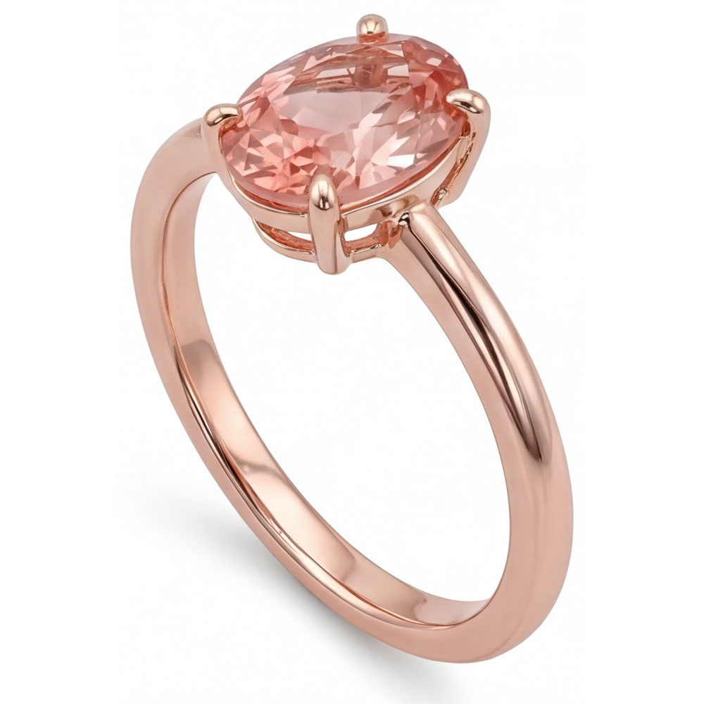 Peach Sapphire Rose Gold Ring 2.2 Carat Natural Oval Padparadscha Solitaire