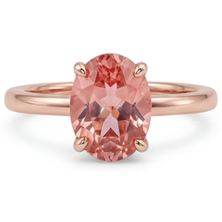 Peach Sapphire Rose Gold Ring 2.2 Carat Natural Oval Padparadscha Solitaire