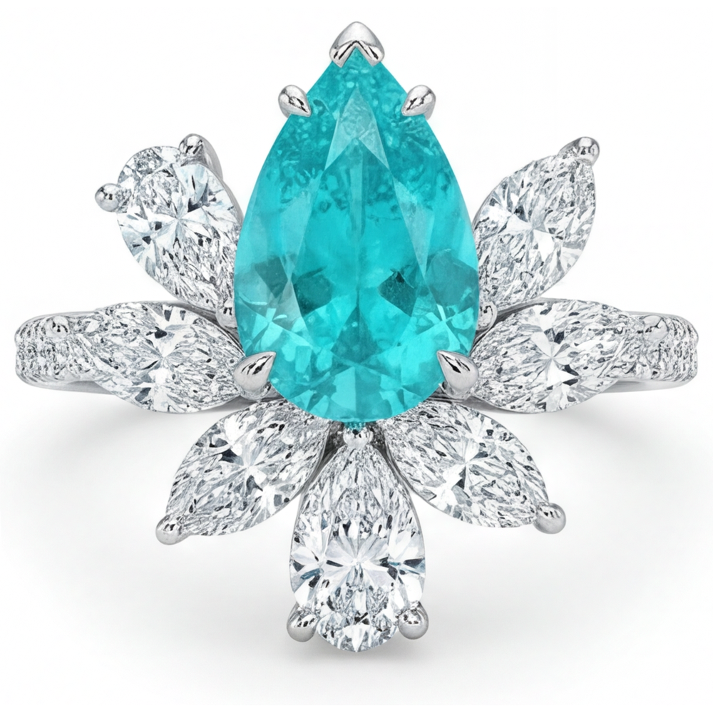 Radiant Paraiba Tourmaline Accent Solitaire Ring 1.75 ct – main view