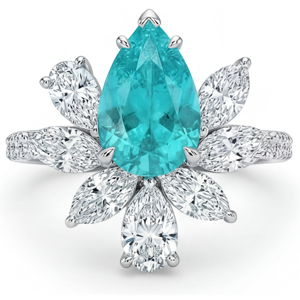 Radiant Paraiba Tourmaline Accent Solitaire Ring 1.75 ct – front view
