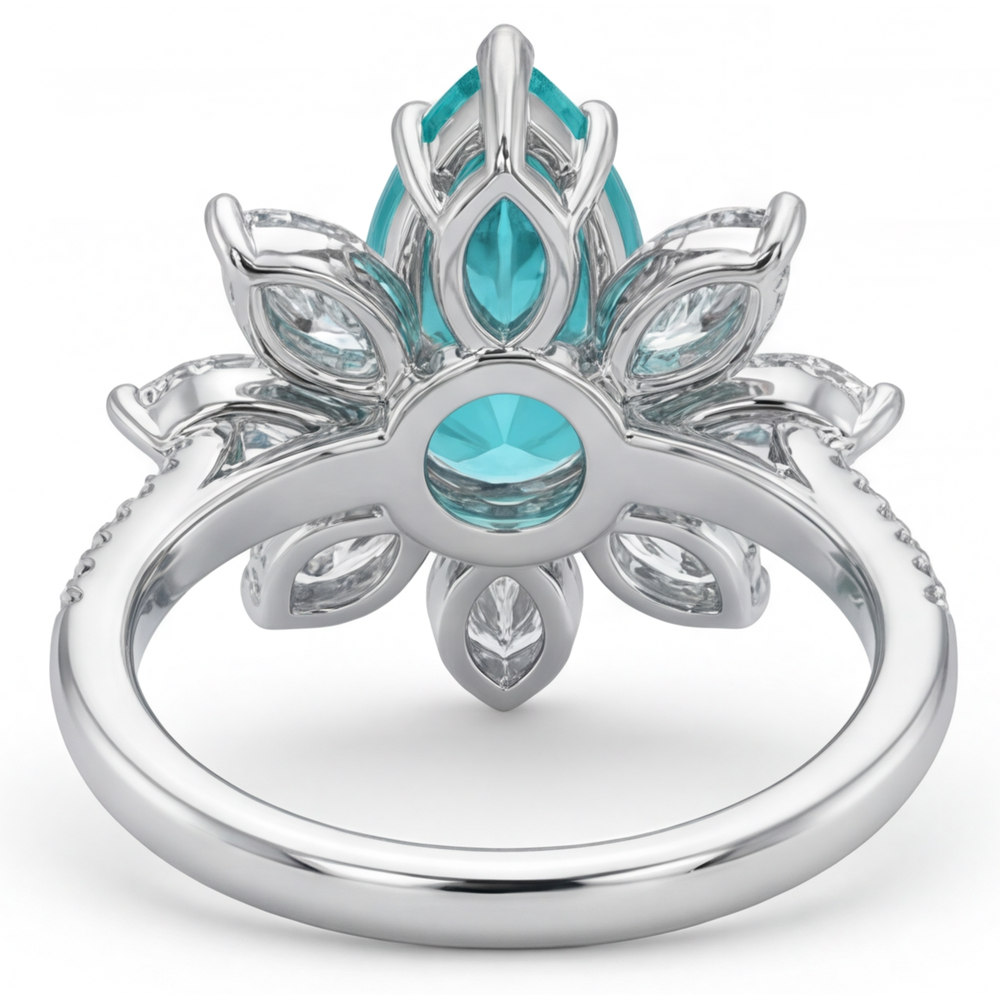 Paraiba Tourmaline Accent Solitaire Ring 1.75-ct 14 Karat White Gold – back view