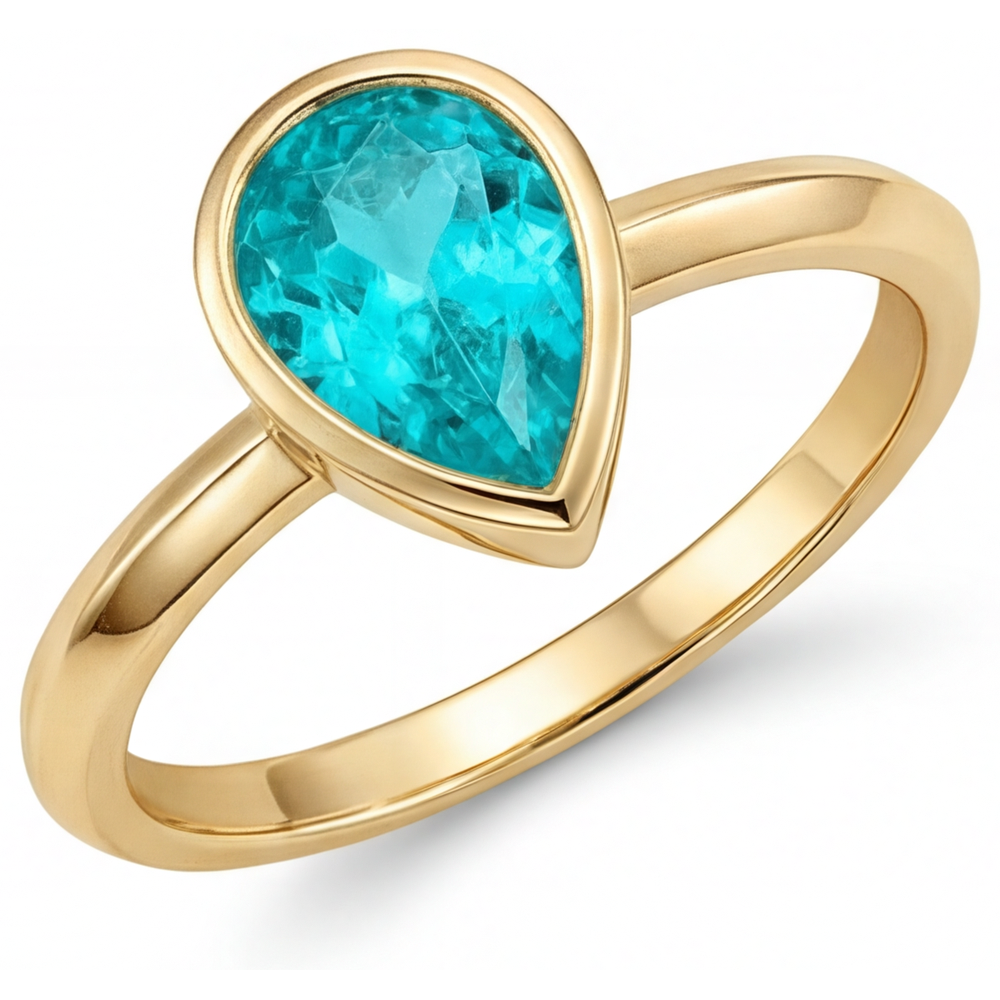 Paraiba Tourmaline Gemstone Ring 1.25-ct 14K Yellow Gold – main view