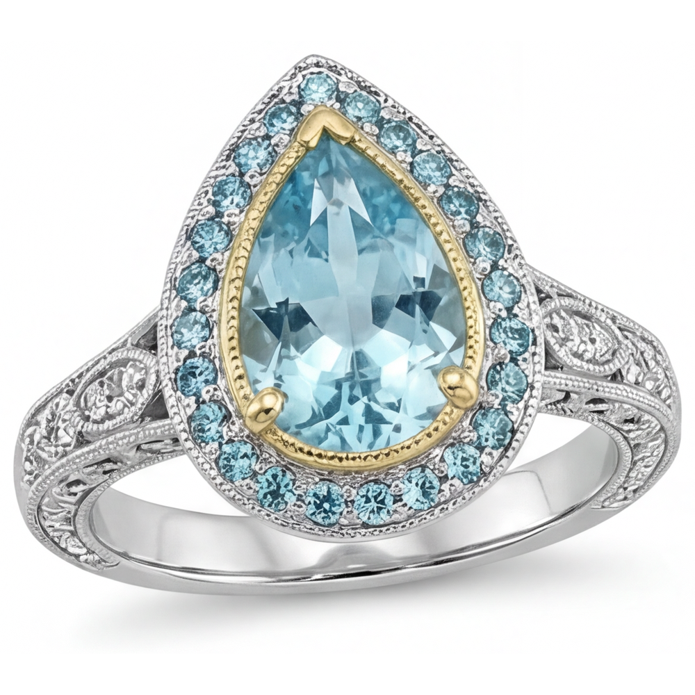 Luxury Paraiba Tourmaline Halo Engagement Ring 2.25 ct – front view