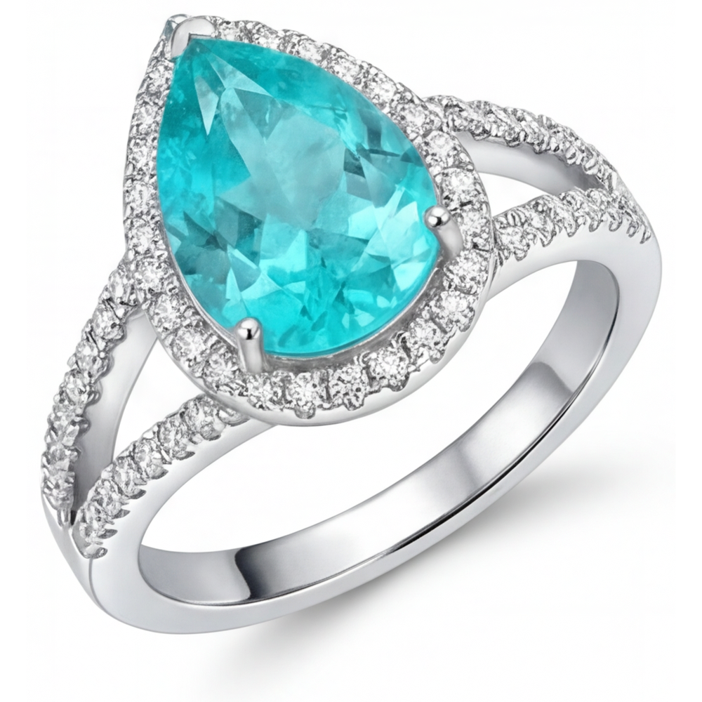 Fine Paraiba Tourmaline Halo Engagement Ring 2.75 ct – main view