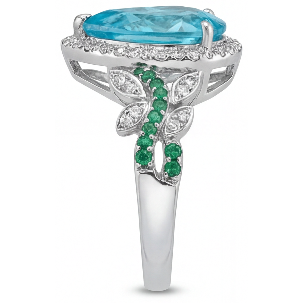 Real Paraiba Tourmaline Halo Engagement Ring – back view