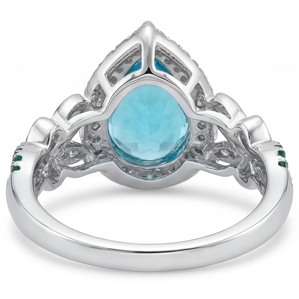 Real Paraiba Tourmaline Halo Engagement Ring 5.75 ct 14K White Gold – alternate view