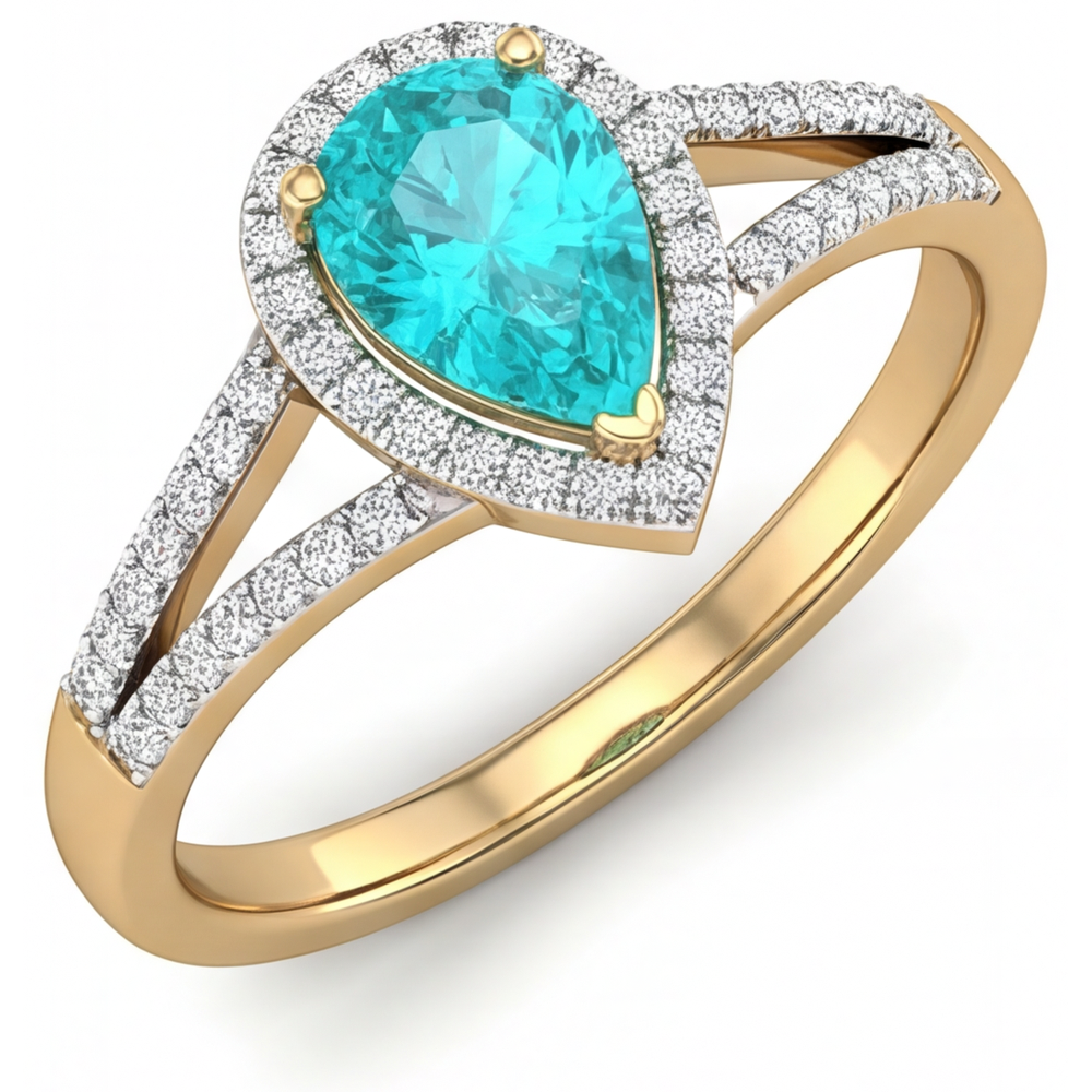 Handcrafted Paraiba Tourmaline Halo Setting Ring 2 ct – main view