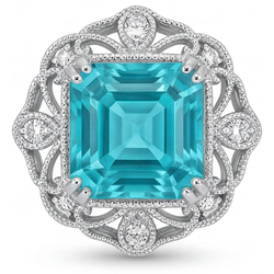 VVS Paraiba Tourmaline Halo Setting Ring 3.50 ct – 14K White Gold