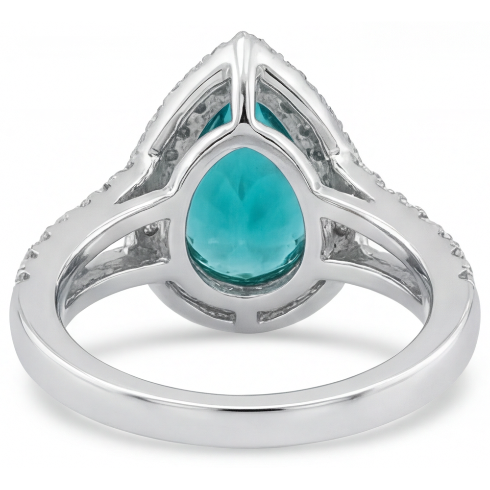 Paraiba Tourmaline Halo Setting Ring 5.50-ct 14K White Gold – top view