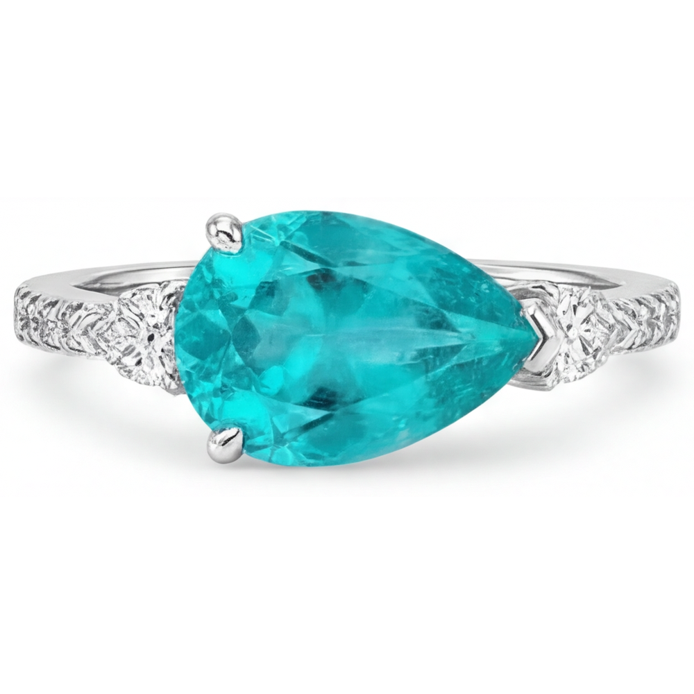 Real Paraiba Tourmaline Precious Stone Ring – main view