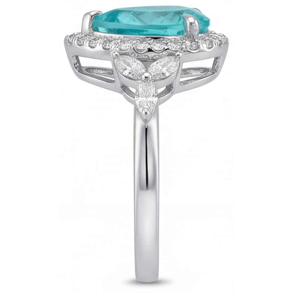 Authentic Paraiba Tourmaline Precious Stone Ring – profile view