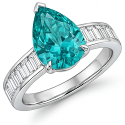 Earth-Mined Pear Shape Paraiba Tourmaline Precious Stone Ring