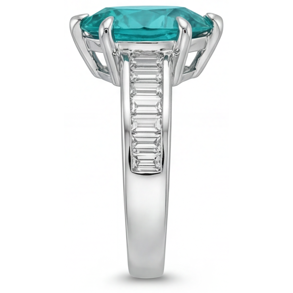 Earth-Mined Paraiba Tourmaline Precious Stone Ring 2.50 ct 14K White Gold – top view