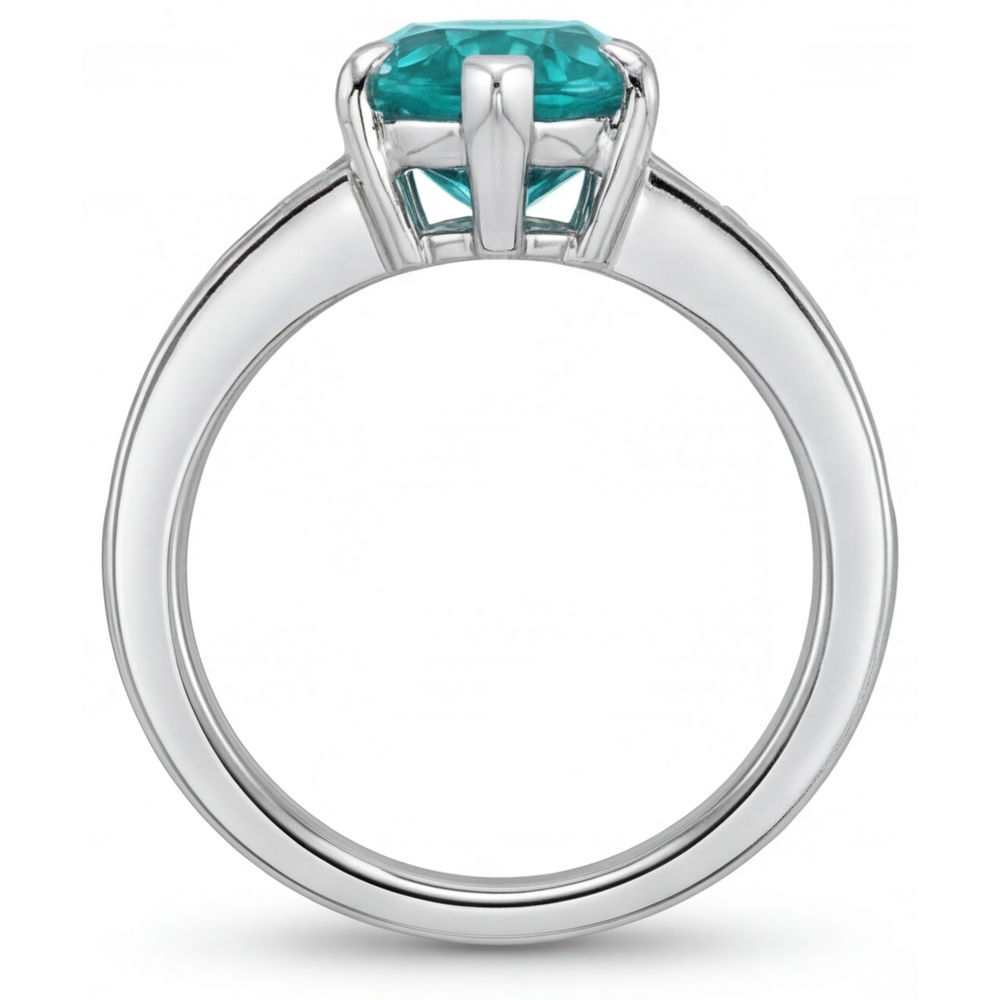 Paraiba Tourmaline Precious Stone Ring 2.50-ct 14K White Gold – back view