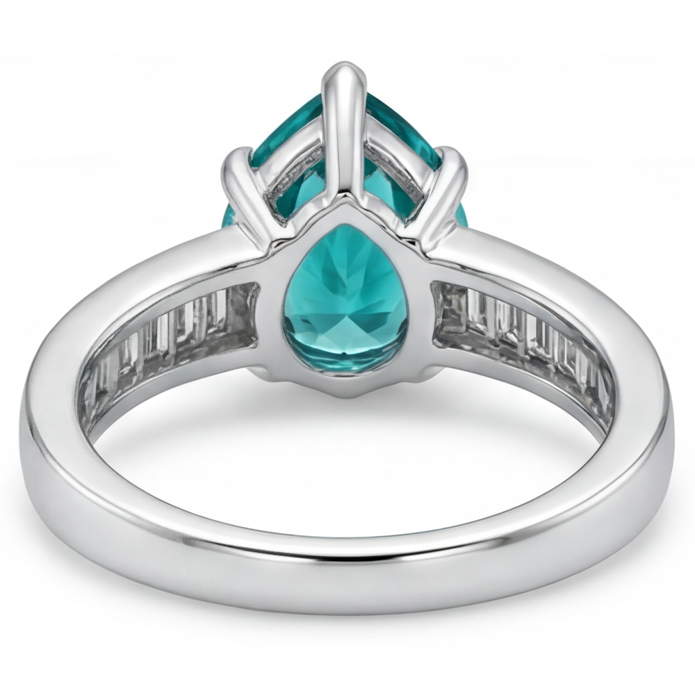 Earth-Mined Paraiba Tourmaline Precious Stone Ring 2.50 ct 14K White Gold – detail view