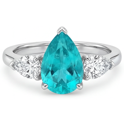 Artisan VVS Paraiba Tourmaline Three Stone Ring – 2 ct 14K White
