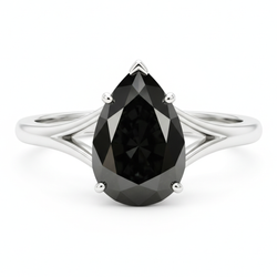 Black Hills Gold Diamond Ring 6 Carat Genuine Pear Solitaire Cathedral 14K White