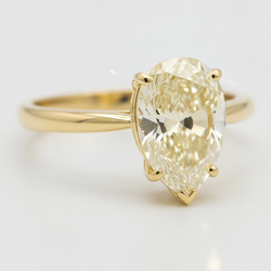 Larimar And Diamond Engagement Ring 2 Carat Natural Pear Fancy Yellow Solitaire 18K Gold