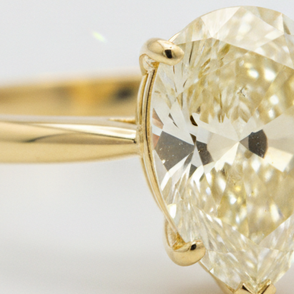 Larimar And Diamond Engagement Ring 2 Carat Natural Pear Fancy Yellow Solitaire 18K Gold