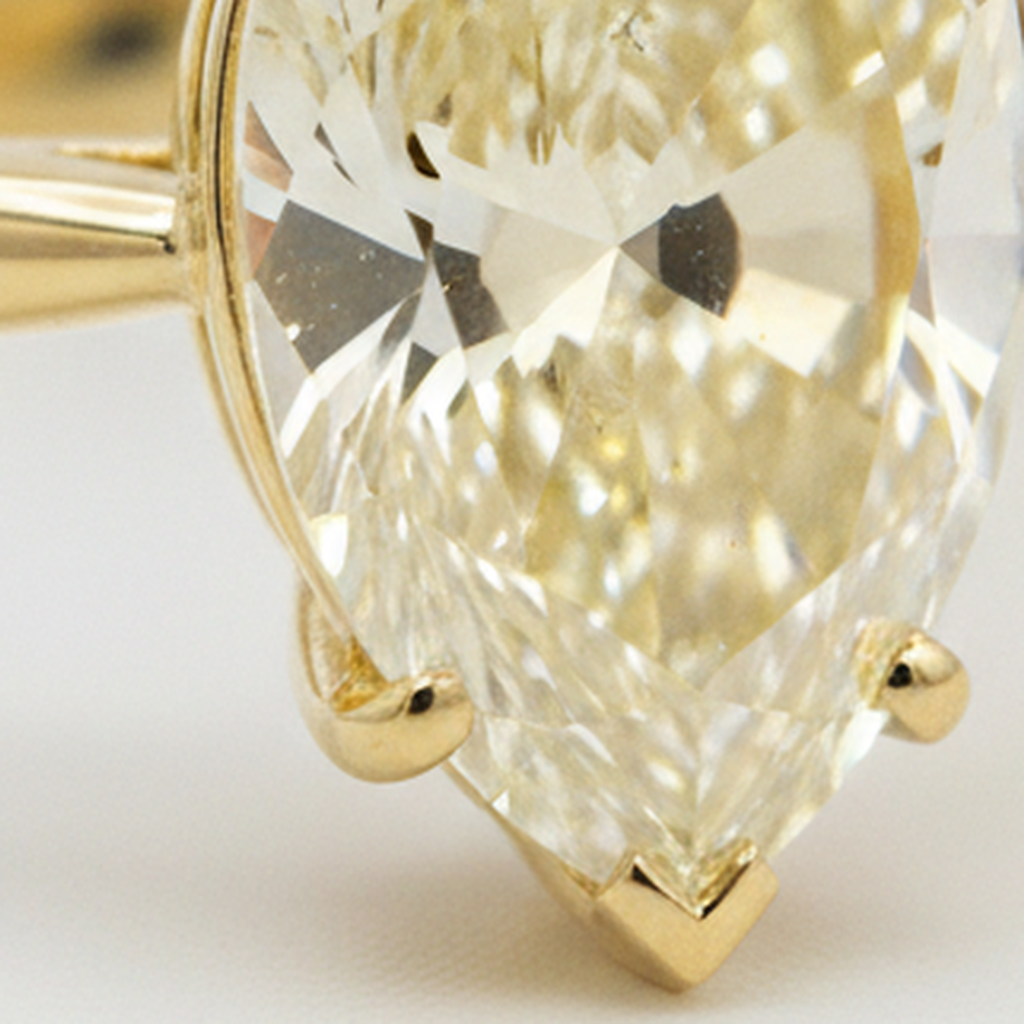 Larimar And Diamond Engagement Ring 2 Carat Natural Pear Fancy Yellow Solitaire 18K Gold