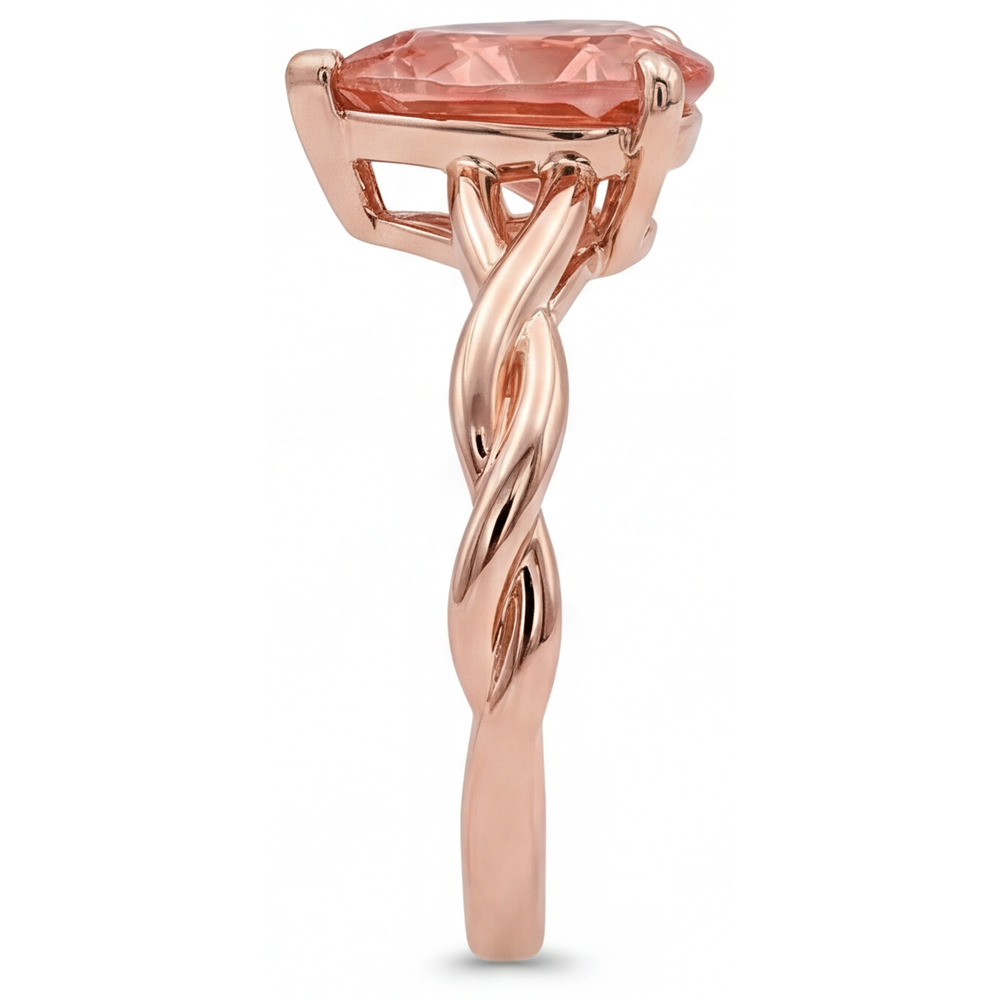 Peach Pink Sapphire 2 Carat Real Pear Padparadscha Solitaire Ring 14K Rose Gold