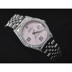 Pink  Dial Custom Diamond Bezel Rolex Watch Jubilee Bracelet 36 Mm QUICK SET