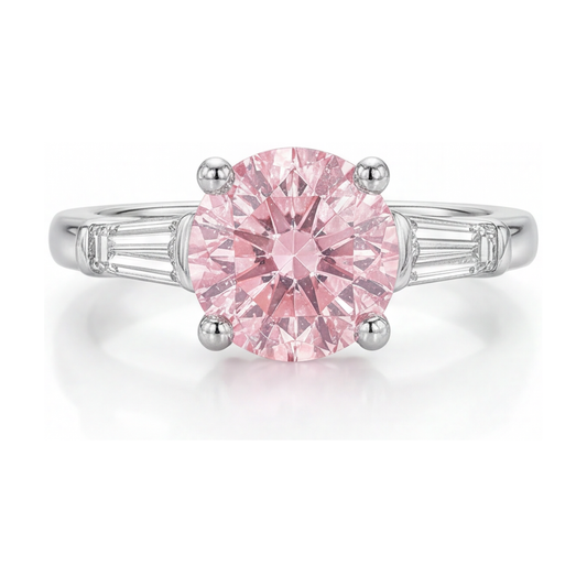 Pink Diamond Engagement Ring 3.1 Carat Round
